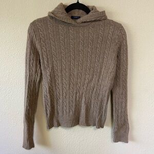 J. Crew taupe cable knit hooded sweater